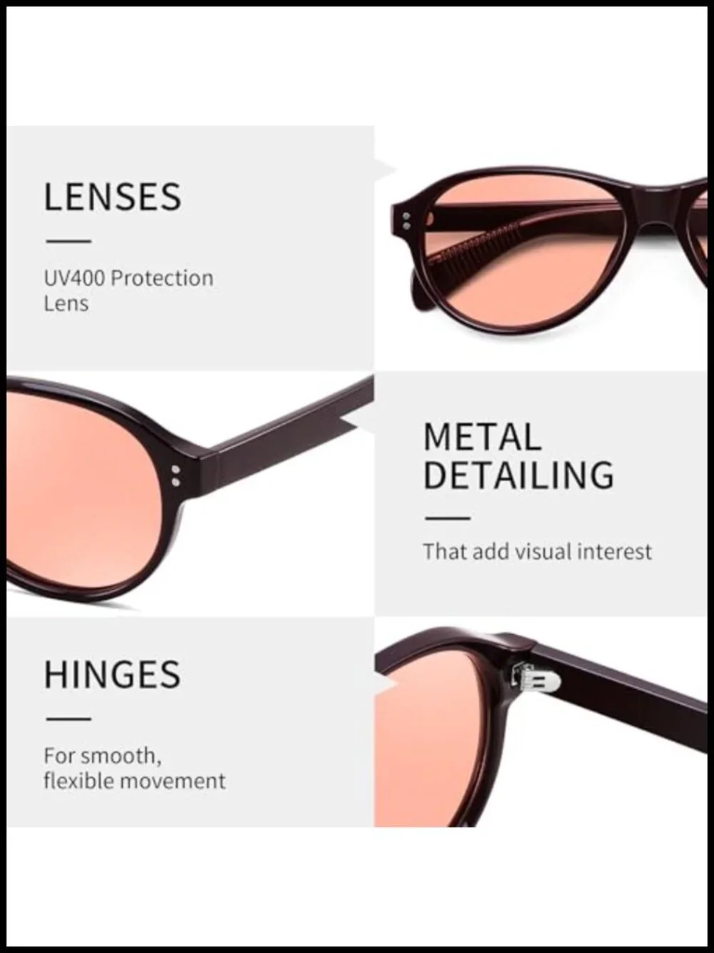 Retro Oval Sunglasses for Women Men Lightweight Vintage UV400